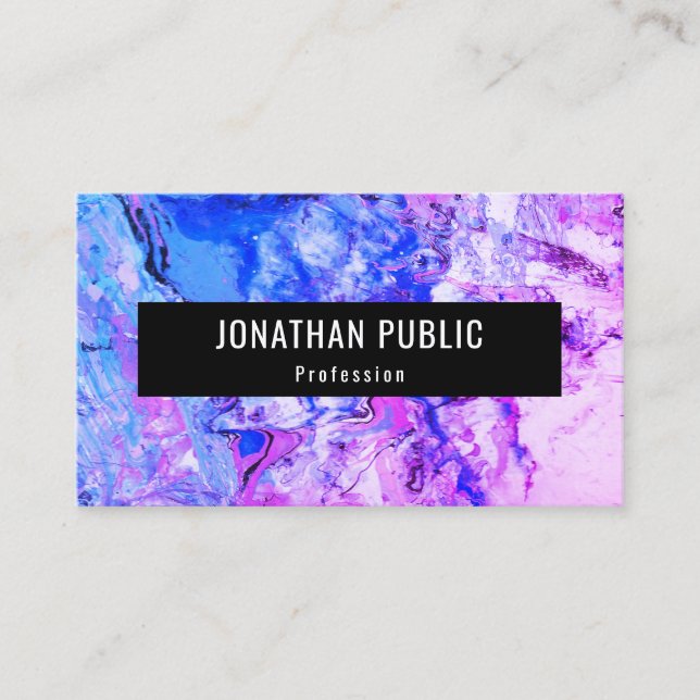 Carte De Visite Rose Bleu violet tendance Art Abstrait moderne (Devant)