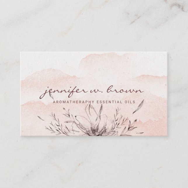 Carte De Visite Rose Blush botanique Essential Oils Feuillus (Devant)