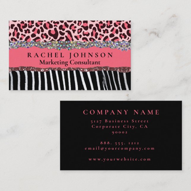 Carte De Visite Rose Blush Girl Moderne Feminine Glam Retro Busine (Devant / Derrière)