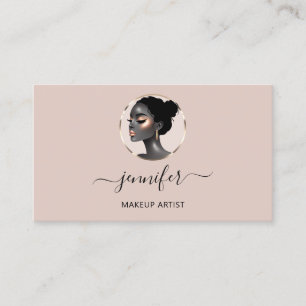 Carte De Visite Rose Blush Gold Maquillage Artiste Logo Lashes QR 