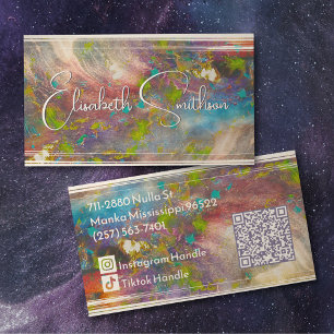 Carte De Visite Rose Blush Holographique Aquarelle Rose Gold Girl