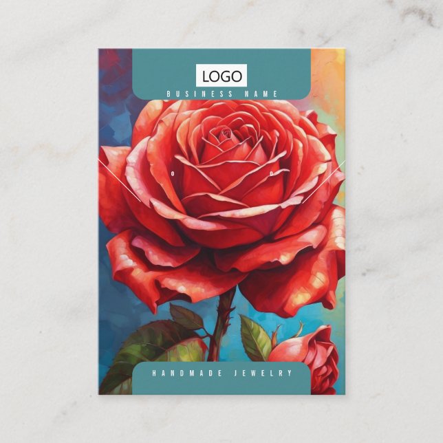 Carte De Visite Rose Boucles d'oreilles en bijoux Collier Display  (Devant)