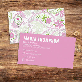 Carte De Visite Rose Chic Design Joli Motif moderne Paisley