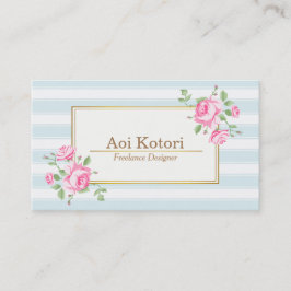 Carte De Visite Rose classique à rayures florales