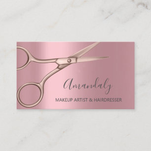 Carte De Visite Rose coiffeur ciseaux roses