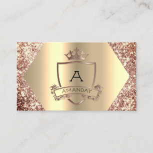 Carte De Visite Rose Coiffeur de maquillage Monogramme Couronne