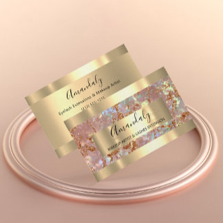 Carte De Visite Rose Copper Gold Marble Frame Event
