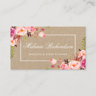 Carte De Visite Rose d'aquarelle de Papier d'emballage floral