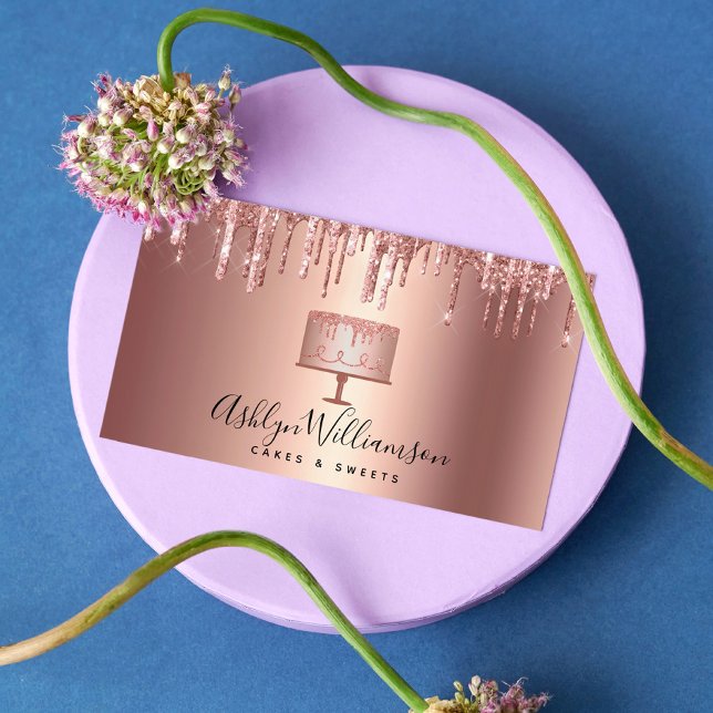 Carte De Visite Rose de boulangerie  or Parties scintillant de cui (Créateur téléchargé)