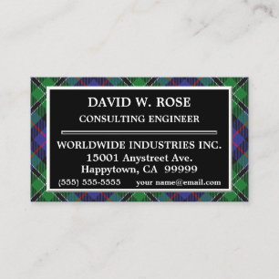 Carte De Visite Rose de clan écossais Tartan Plaid