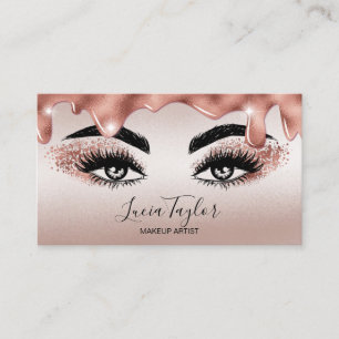 Carte De Visite Rose de maquillage de Parties scintillant en or