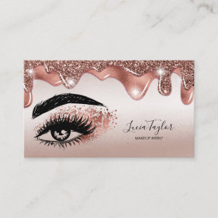 Carte De Visite Rose de maquillage de Parties scintillant en or