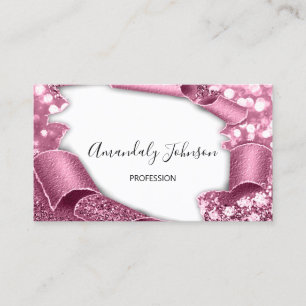 Carte De Visite Rose de maquillage d'effets 3D blanc