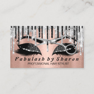 Carte De Visite Rose de maquillage Eyelash Silver Scissers