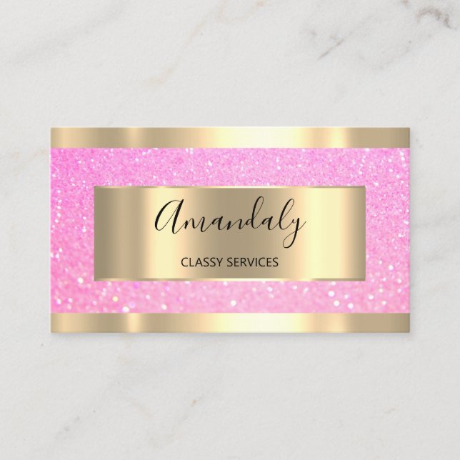 Carte De Visite Rose de maquillage professionnel Holograph Gold Pa (Devant)