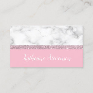 Carte De Visite Rose de marbre blanc de parties scintillantes