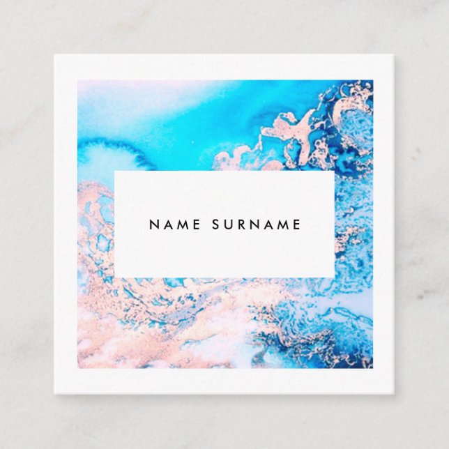 Carte de visite rose de marbre de carré (Devant)