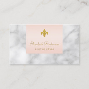 Carte De Visite Rose de marbre gris élégant avec de l'Gold Fleur