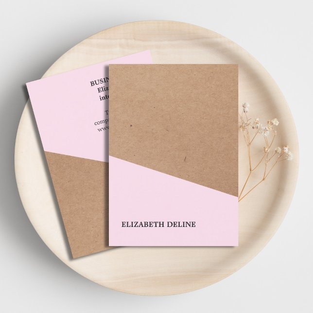 Carte De Visite Rose de papier Kraft moderne élégant (Créateur téléchargé)