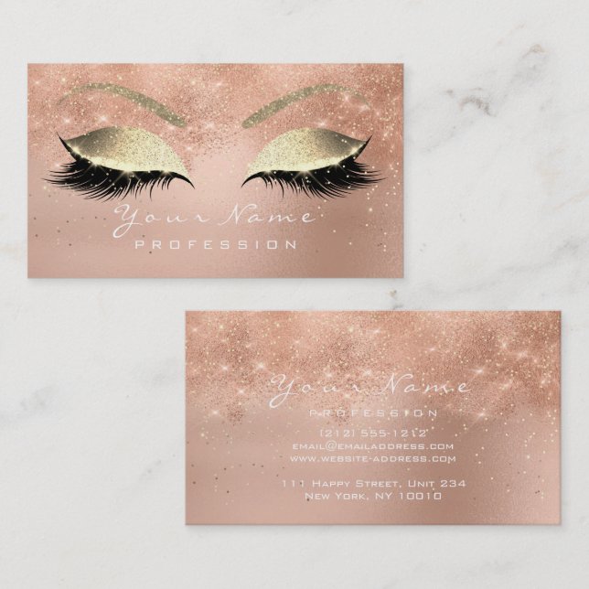 Carte De Visite Rose de Parties scintillant des cils de maquillage (Devant / Derrière)