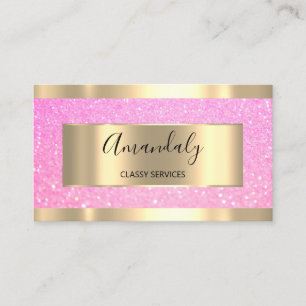 Carte De Visite Rose de Parties scintillant d'or de maquillage pro