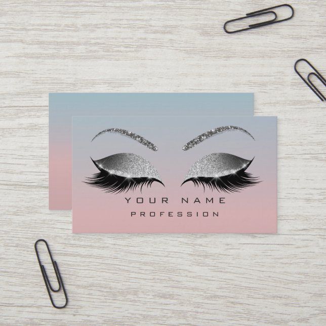 Carte De Visite Rose de Parties scintillant Ombre Eyebrow (Devant/Arrière en situation)