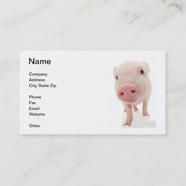 Carte de visite rose de porcelet de porc (Devant)