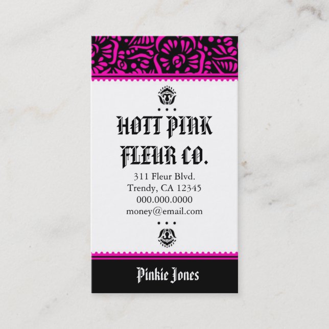 CARTE DE VISITE ROSE DE ROCKIN HOTT FLEUR (Devant)