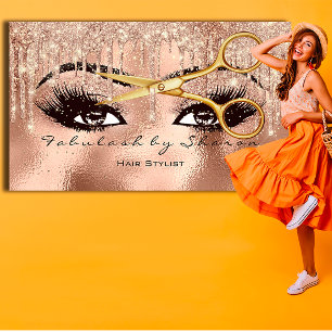 Carte De Visite Rose des ciseaux de Parties scintillant de cheveux