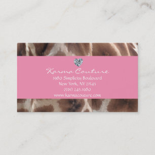 Carte De Visite rose d'impression de girafe avec le diamant en