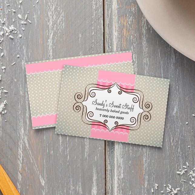 Carte De Visite Rose doux et Pois (Sweet Pink and Polka Dots Business Card)