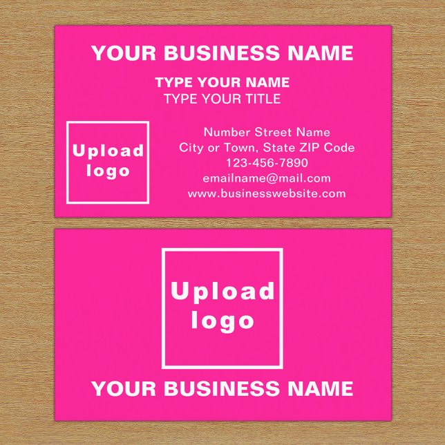 Carte de visite rose du style centré (The front and back of the pink business card)