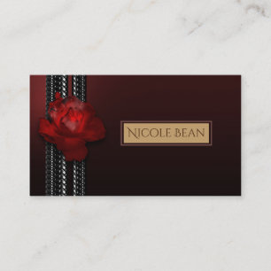 Carte De Visite Rose éclairée et dentelle Burgundy élégant