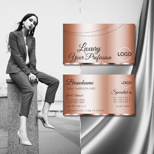 Carte De Visite Rose élégant Golden Glamore avec logo Moderne