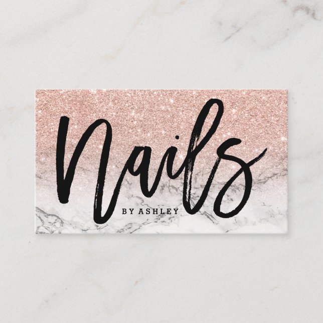 Carte De Visite rose en marbre de parties scintillant d'or à écrit (Devant)