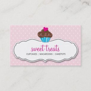 Carte De Visite Rose en pastel de petit gâteau audacieux mignon de