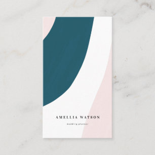 Carte De Visite Rose en pastel moderne, Teal et courses de brosse