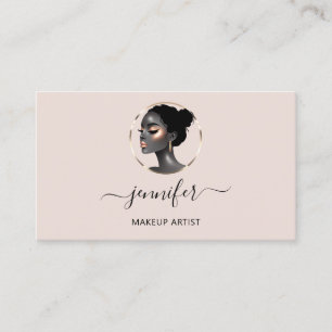 Carte De Visite Rose en poudre Maquillage d'or Artiste Logo Lashes