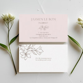Carte De Visite Rose et blanc | Fleur minimaliste chic
