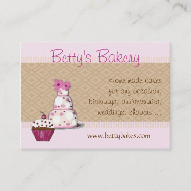 Carte de visite rose et Brown de boulangerie (Devant)