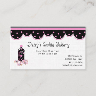 Carte de visite rose et noir de boîte à biscuits