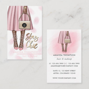 Carte de visite rose et or girly