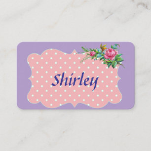 Carte De Visite Rose et pois blanc