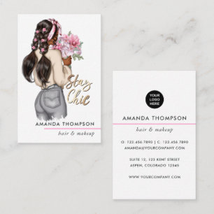 Carte De Visite Rose Floral Chic Boss Beauté Mode
