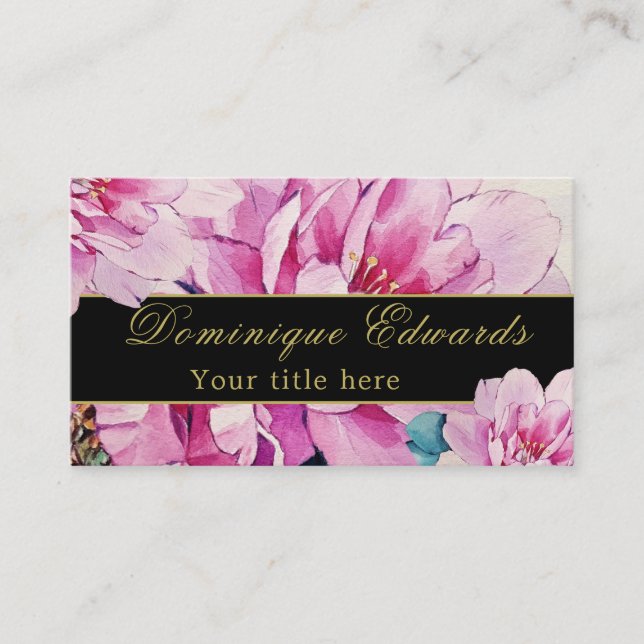 Carte De Visite Rose floral élégant élégant Or professionnel (Devant)