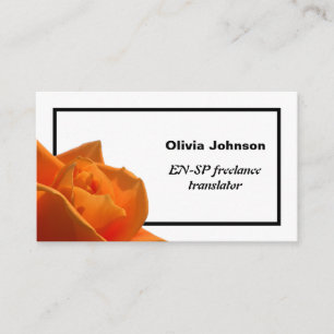 Carte De Visite Rose floral moderne minimaliste freelancer orange
