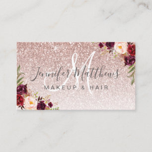 Carte De Visite Rose Floral Parties scintillant or maquillage Arti