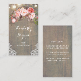 Carte De Visite Rose Floral Rustique dentelle de bois Lights