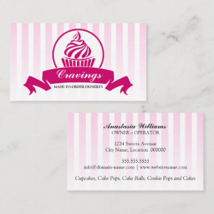Carte De Visite Rose foncé de boulangerie stylisée de petit gâteau
