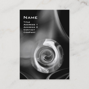 Carte De Visite ROSE FRACTAL 4 MONOGRAM noir blanc gris